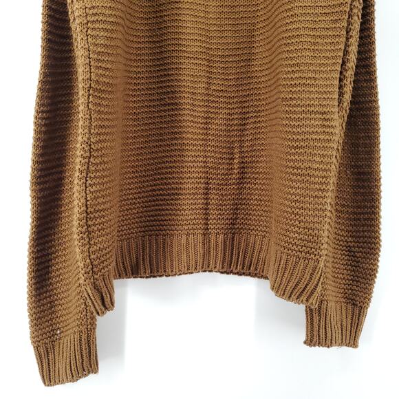 Hayden LA Oversized Boho Mustard Crew Neck Sweater Tunic Shoulder Cut Out  M/L - Picture 8 of 10